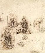 Leonardo  Da Vinci Studies for a Nativity Germany oil painting artist